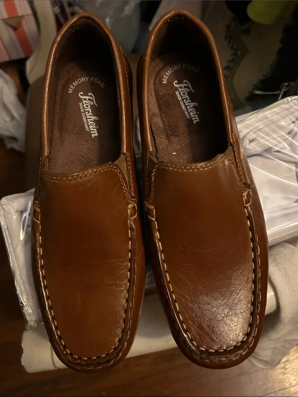 Florsheim Boy’s Size 5 youth Cognac Leather Slip-On Loafers EUC